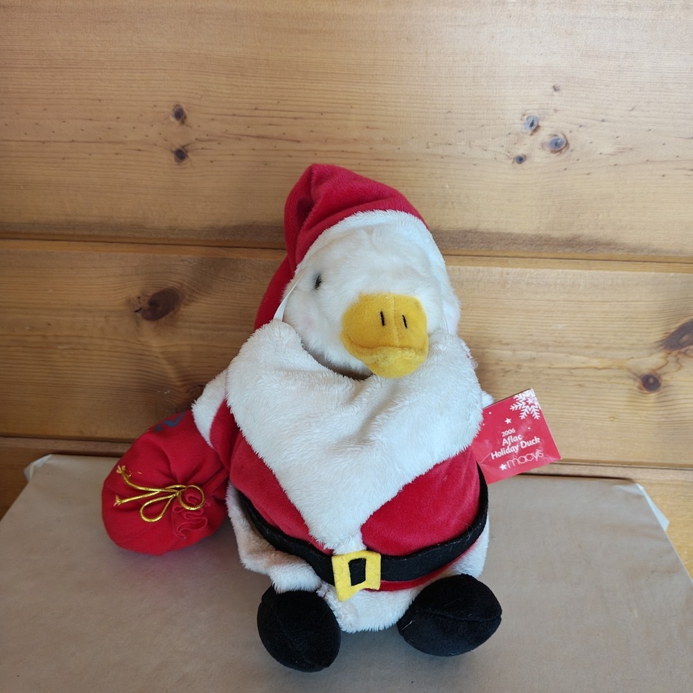 Macy's 2006 Aflac Holiday Duck Santa Claus Christmas Plush 10" With Tags F51